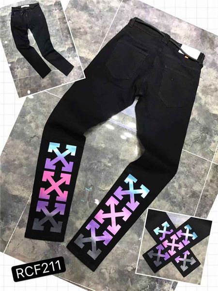

2020men designer jeans mens wash paint spray trend slim micro-bomb jeans pants fashion trousers luxury pants p2, Gray
