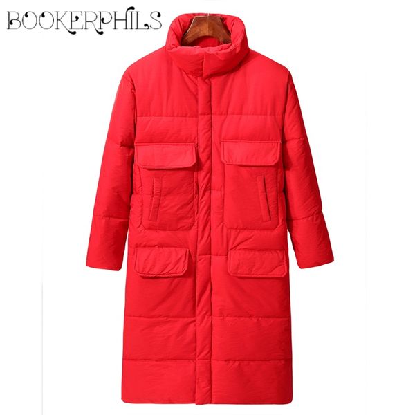 

2018 fashion women winter coat big size warm thick jackets long parkas female overcoat women coat pockets cotton padded jacket, Black