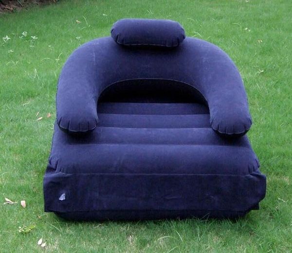 

175x87x17cm foldable flocking pvc inflatable lazy sofa bed folding nap dual-use multi-purpose recliner