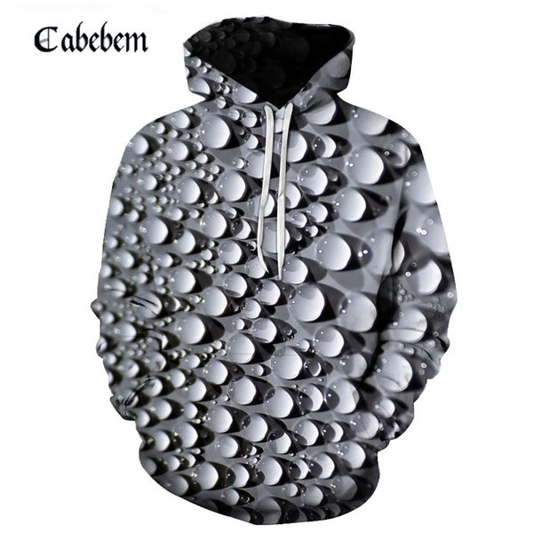 

3d drop stereo design hoodies hd digital print hoodie men casual long sleeve pocket sweatshirts punk style loose coat, Black