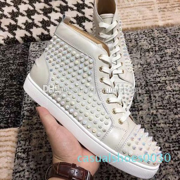 

brands high studded flat spikes red bottom spikes sneakers men,women casual flats party designer sneaker with box,dust bag c30, Black