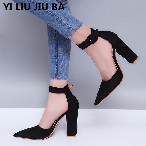 

2019 classic high heels women's sandals summer shoes women party pumps platform high heels woman ankle strap shoes **816, Black