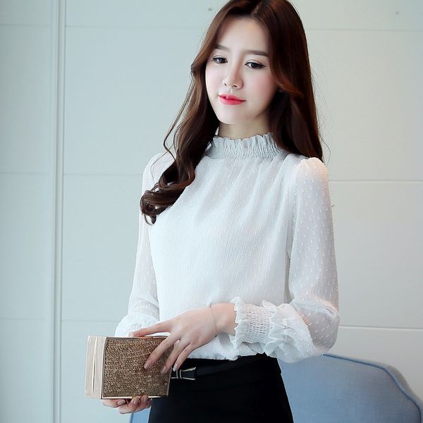 

осень новый стиль платье женщин фонариков рукавом сладкий шифон блузка с длинным рукавом рубашки base, White