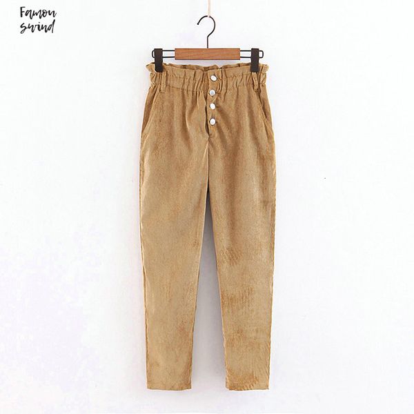 

женщины брюки повседневный высокой талией вельветовые брюки кнопка карманный брюки винтажная мода женский шаровары qb86, Black;white