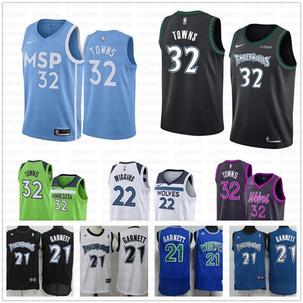 

Men 039 minne ota karl anthony 32 town timberwolve jer ey kevin 21 garnett andrew 22 wiggin the city throwback ba ketball jer ey 01, Black;blue