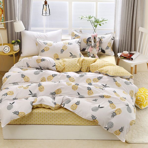 

2019 new duvet cover set 3/ 4pcs bed set ab side bedding bird flat sheet flower bedclothes pinealppe home bedding bed linens