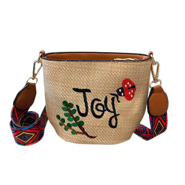 

fggs embroidery straw bag hand weave small bags summer crossbody mini bags cute shoulder for women