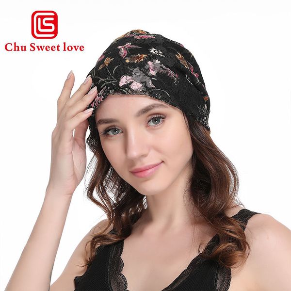 

women lace big flower caps headgear spring and summer headgear fashion national wind bald month hat hip hop caps, Blue;gray