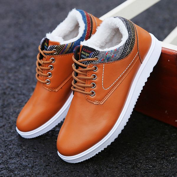 

kancoold men's winter short plush shoes men business breathable comfortable shoes rubber lazy casual england work 1128, Black