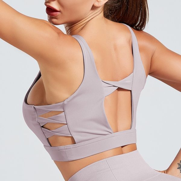 

cross back padded plus size strappy push up sports bra fitness women seamless colorvalue workout high impact activewear, White;black