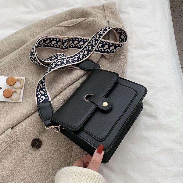 

pu leather handbags for women wide strap casual fashion brand designer ladies phone bag shoulder female small messenger bags