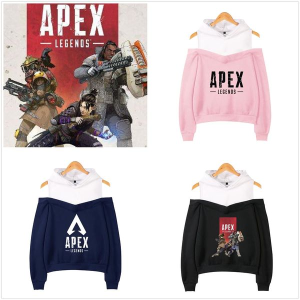 

apex legends off-shoulder hoody 2019 new women harajuku warm long sleeve loose fit cap printed hoodies & sweatshirts, Black