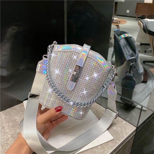 

senior shoulder bucket sense diamond small female 2020 fashion hipster super flash bucket bag all-match shoulder messenger bag