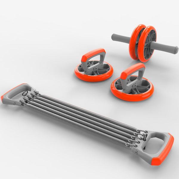 

exercise set no noise abdominal wheel ab roller & elastic bands & push up bar for exercise fitness equipment hip trainer