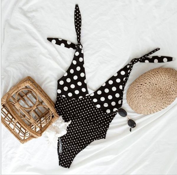 женский цельный купальник с v-образным вырезом и v-образным вырезом в стиле ретро