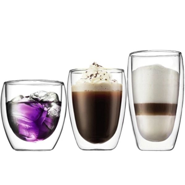 

2018 творческой дания bodum двустенной стеклянного xicaras кофе pu'er чай чашка сок кружка молока коктейль бокалы copas оптом