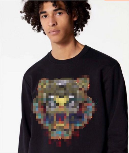 

designer hoodie for men and women embroidered tiger-head design wool ring cotton fashion street hoodie 7 colors 2080506b, Black