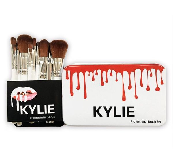 

12 pcs kylie white makeup brushes set foundation blending powder eyeshadow contour concealer blush cosmetic makeup brush tool