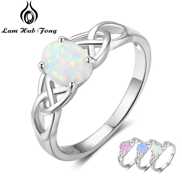 

elegant 925 sterling silver braided ring with oval white pink blue opal stone wedding engagement rings for women (lam hub fong, Golden;silver