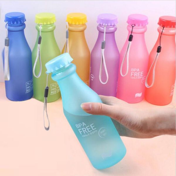 

candy colors unbreakable frosted leak-proof plastic kettle 550ml bpa portable water bottle cup travel yoga running camping