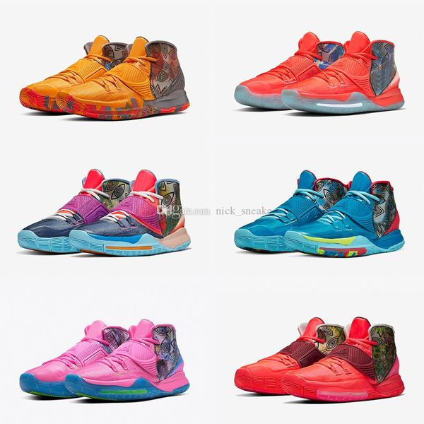 

new kyrie 6 vi pre-heat basketbal shoes irving 6s women kids boys girls children training shoes 11 city cities with original box size us4-12, Black