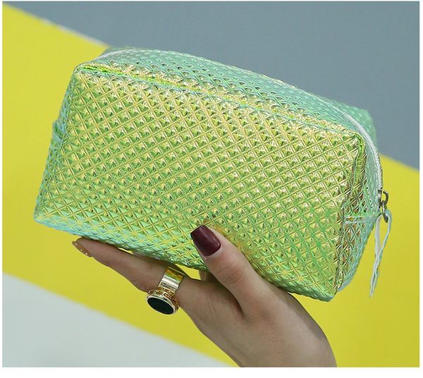 

women laser cosmetic bag mermaid holographic make up box scale student pencil case toiletry wash box pu clutch