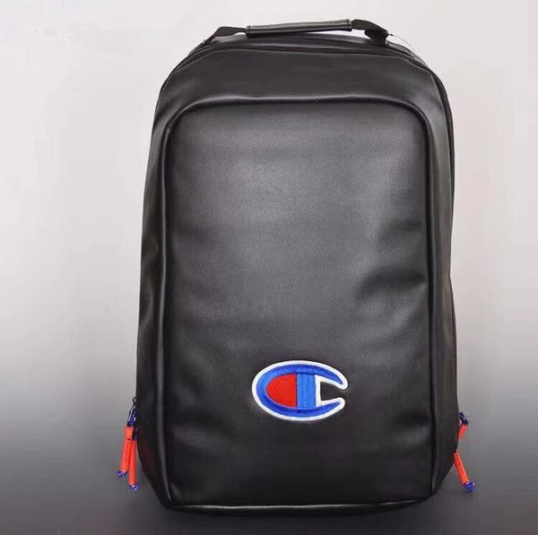 

fashion champions backpack pu letter embroidery shoulders bags preppy style large capacity schoolbags for boy girls travel beach storage bag