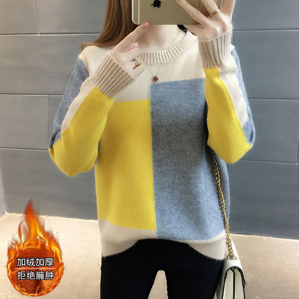 

women's sweaters knitted sweater women bottoming winter autumn fashion solid color thicken and pullov bayan kazak womens clothes xx60sw, White;black