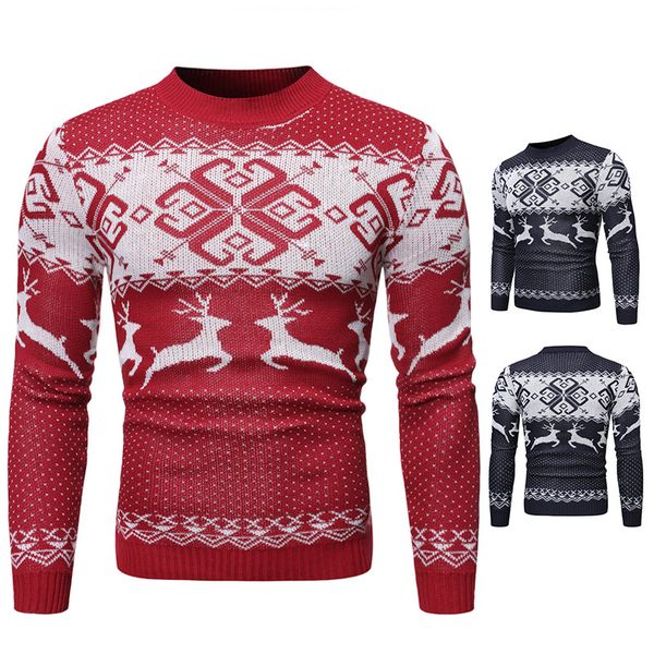 

mens designer christmas color sweater college style fashion trend youth fit warm clothing chinese style sweater 2020 winter, White;black