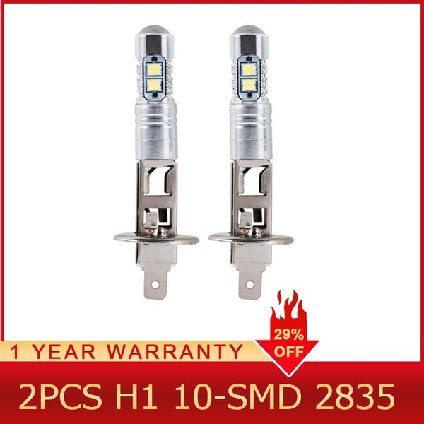 

roadot 2x 6000k h1 50w high power led xenon white 10smd 2835 fog light driving headlight daytime light car bulb