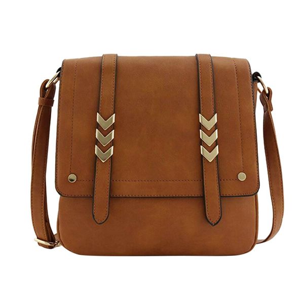 

women double compartment large leisure bag handbag shoulder slung handbag bags hasp solid leather buckle small square bag