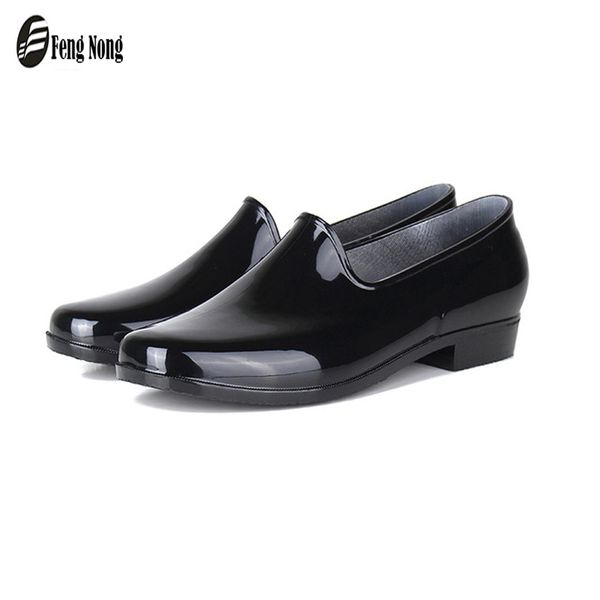 

fengnong woman rain boots ladies shinny ankle short rain shoes cute resistant water rubber boots round toe women w205, Black