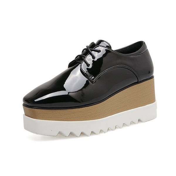

2019 new flat shoes women round head pu heighten solid color ladies shoes cross lacing women's winter size 34-39, Black