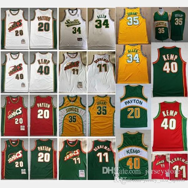 

seattle nba supersonic the glove 20 gary reign payton man 40 shawn kemp ray 34 allen kevin 35 durant schrempf basketball jerseys 05, Black;red