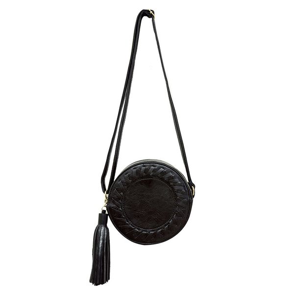 

new fashion women bag tassel round weave crossbody bag messenger ladies cute roll shoulder