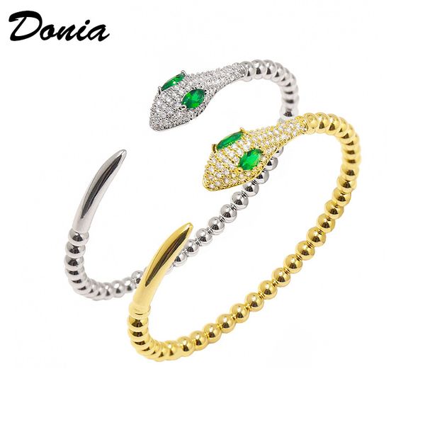 

donia jewelry two color electroplating exaggerated micro inlay zircon ferocious animal adjustable opening bracelet personalized birthday gif, Black