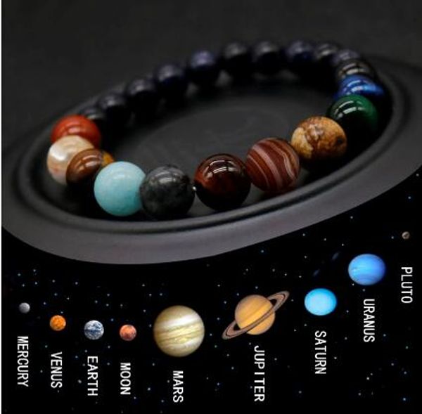 

eight planets bead bracelet men natural stone universe yoga chakra solar bracelet for men jewelry drop 8mm 512, Black