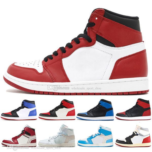 

new og 1 3 men basketball shoes chicago bred banned black toe royal blue rookie of the yea 1s mens sports sneakers designer trainers, White;red