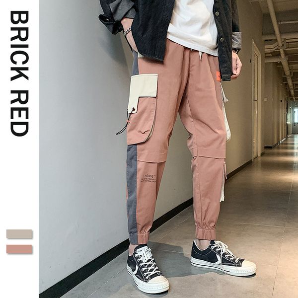

men's multi pockets cargo harem pants hip hop casual male track pants joggers trousers fashion harajuku streetwear men, Black