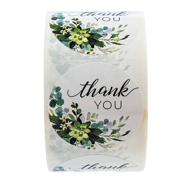 

thank you label sticker round pink water color flower design 500 labels per roll for birthdays, weddings, giveaways, bridal showers