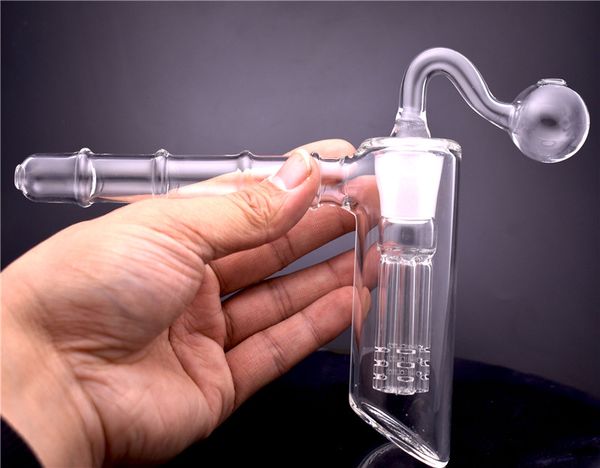 Glashammer-Bubbler-Rohr 6 Baum-Arm-Perkolator-Bubbler-Glaswasserpfeifen Handrauchen Shisha Mini-Glasbong 18mm Handwasserpfeife