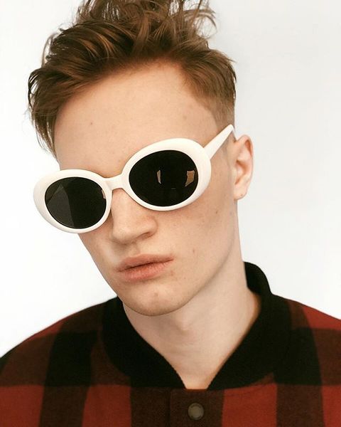 

2018 vintage retro sunglasses women's white black eyewear goggle kurt cobain glasses oval sunglasses ladies trendy uv