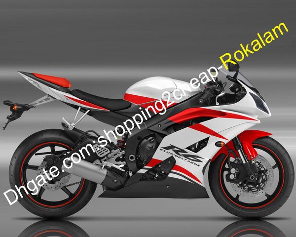 Kit carena per Yamaha YZF R6 YZFR6 YZF600R Bianco Rosso Nero Carene 08 09 10 11 12 13 14 15 16 (Stampaggio ad iniezione)