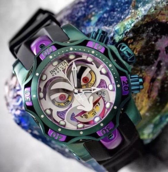 

invicta reserve venom dc comics joker chronograph 52mm swiss mvt watch, Slivery;brown