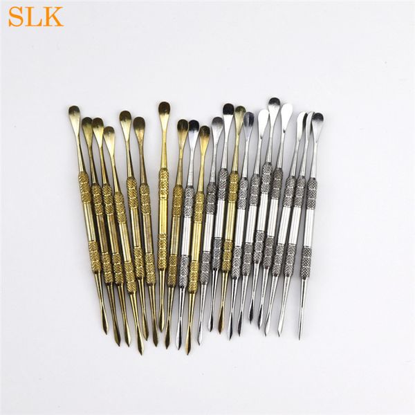 Chrome Gold Silver Exquisite colorido Stainless Steel Dab Carving Tools Ferramenta colher Dabber escova para Wax seco Herb Óleo Essencial 420