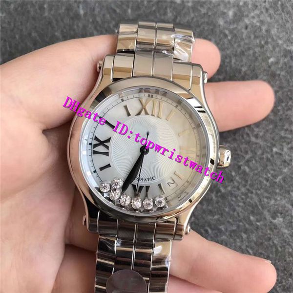 

yf factory happy diamonds luxury ladies watch swiss 2892 automatic mechanical lady watches 28800 vph sapphire 316l stainless steel, Slivery;brown