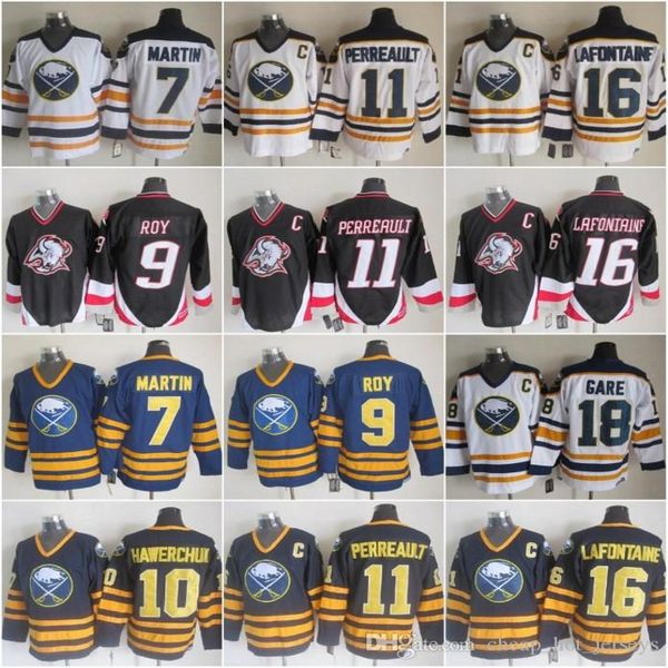 

7 rick martin jersey men buffalo sabres vintage ccm stitched 16 pat lafontaine 18 danny gare 9 derek roy 11 gilbert perreault 10 hawerchuk, Black;red