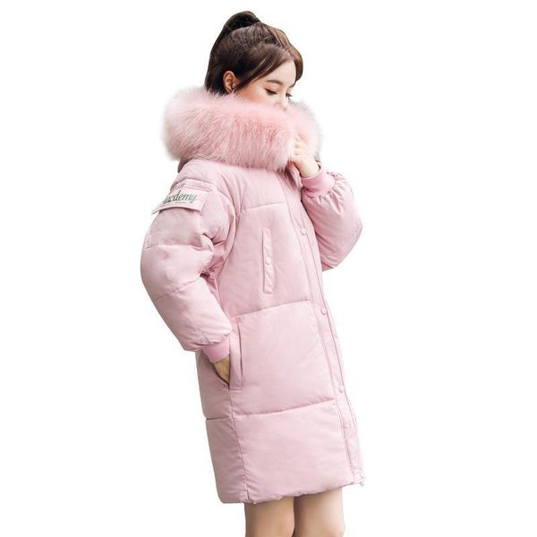 

new cotton women 2019 winter thick korean version of the large fur collar down jacket large size cotton jacket down, Black
