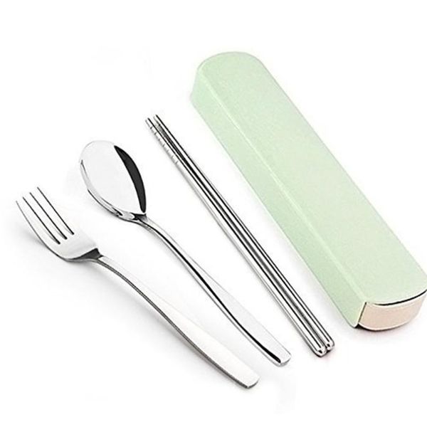 

outdoor portable picnic tableware camping chopsticks fork spoon travel cutlery set stainless steel utensils flatware set #2o17