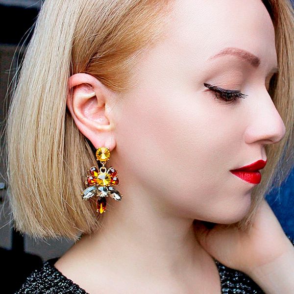 

emanco роскошные капли воды мотаться серьги 2 предмета crystalrhinestone earrrrings модные украшения новое поступление аксессуары y200323, Golden
